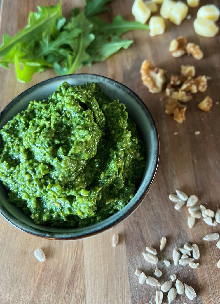 Spenat- och ruccolapesto